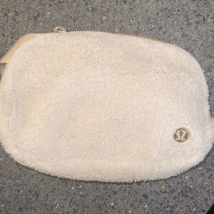 lululemon athletica Cream Sherpa Belt Bag with Gold Accent